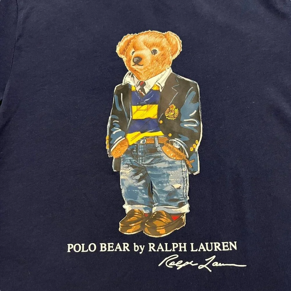 Ralph Lauren Sz 7 Polo Bear Shirt Navy Blue
